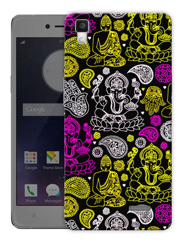Indian Gods Ganesha Buddha Printed Designer Mobile Back Cover For Oppo R7 