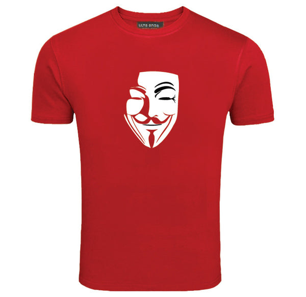 V For Vendetta - Anonymous Mask Red T-Shirt (SIZE - L)