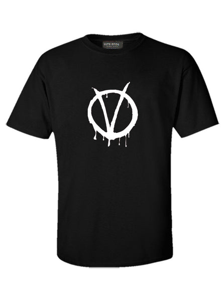 V For Vendetta - Anonymous Mask - Legion Black T-Shirt (SIZE - L)