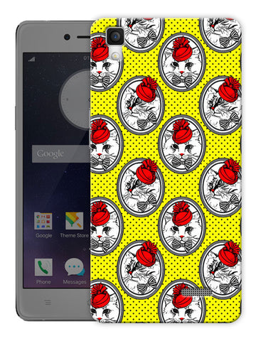 Vintage Cat Rose Pattern Printed Designer Mobile Back Cover For Oppo R7 