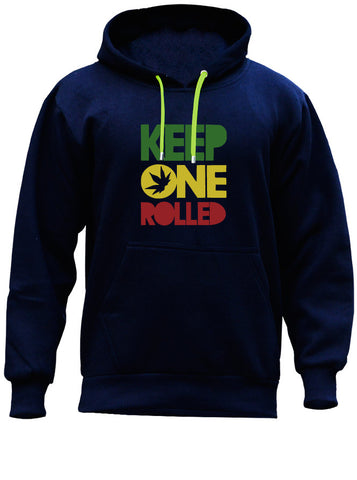 Keep One Rolled - Ganja Life - Marijuana Love Blue Hoodie (SIZE - L)