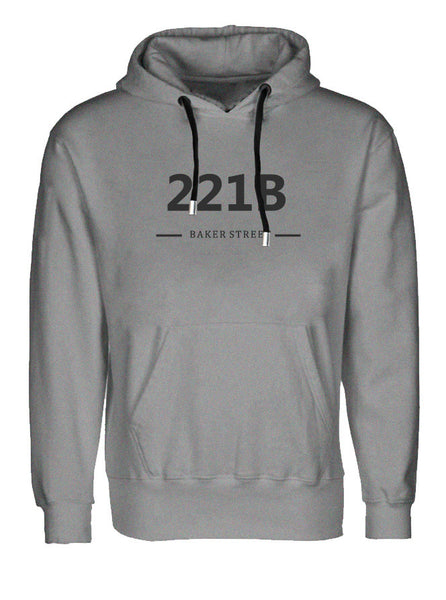 221B Baker Street - Sherlock Holmes Grey Hoodie (SIZE - XL)