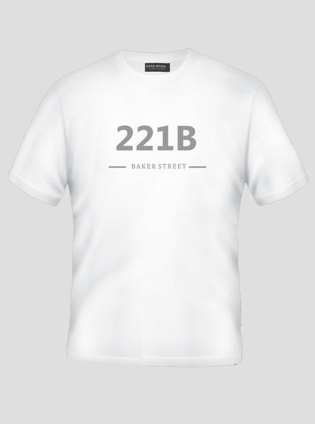 221B Baker Street - Sherlock Holmes White T-Shirt (SIZE - XL)