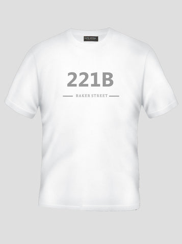 221B Baker Street - Sherlock Holmes White T-Shirt (SIZE - XL)