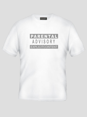 Parental Advisory - Explicit Content - Adult Life White T-Shirt (SIZE - M)