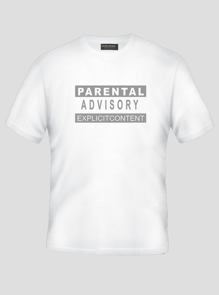 Parental Advisory - Explicit Content - Adult Life White T-Shirt (SIZE - L)