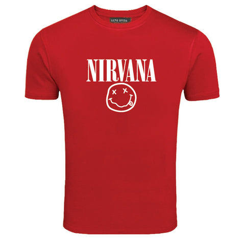 Nirvana - Nevermind - Kurt Cobain Old Rock Band Music Legend Red T-Shirt (SIZE - M)