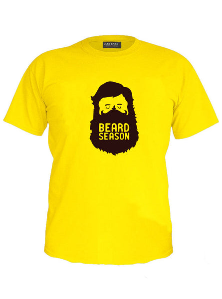 Beard Season For Men - No Shave November Life Yellow T-Shirt (SIZE - M)