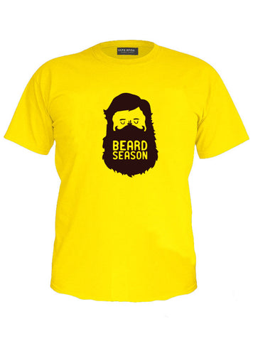 Beard Season For Men - No Shave November Life Yellow T-Shirt (SIZE - M)