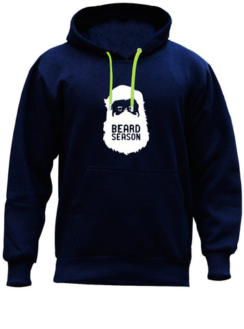 Beard Season For Men - No Shave November Life Blue Hoodie (SIZE - XL)